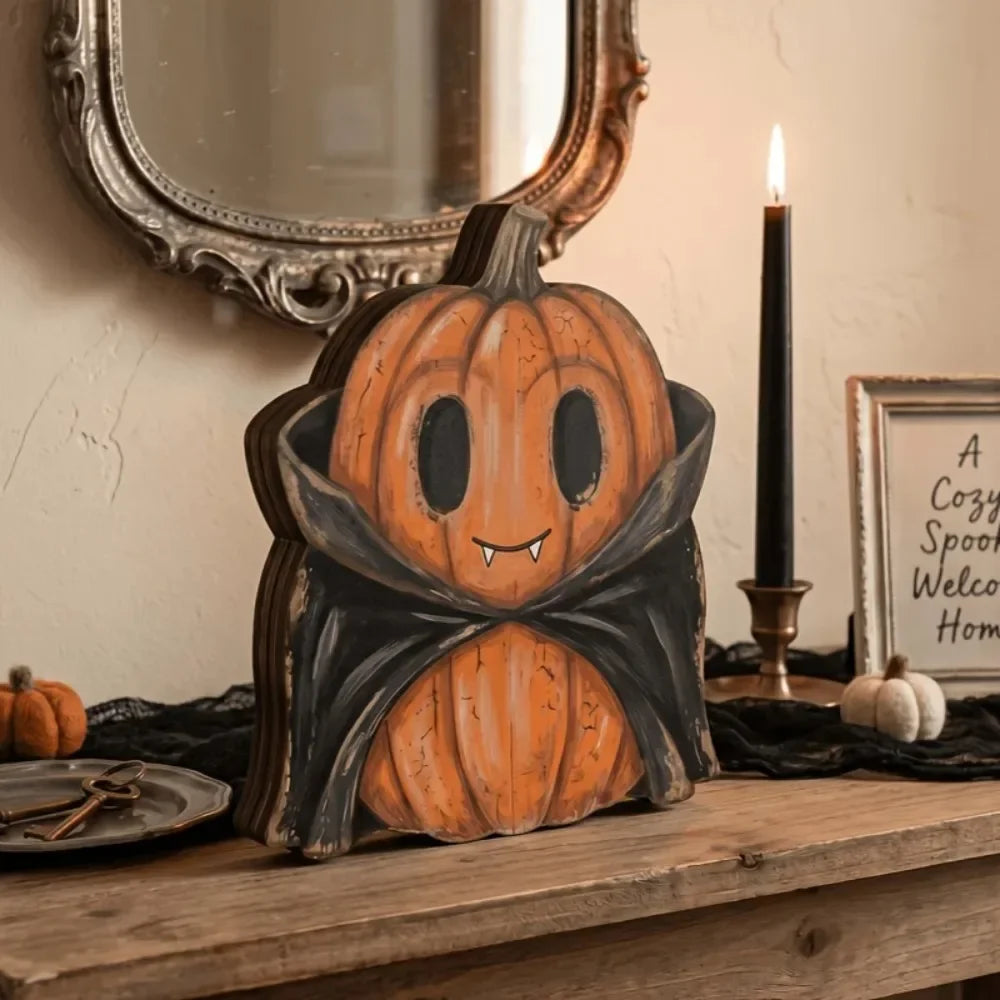 Halloween Interior Decoration Autumn Decoration Retro Wooden Blocks Shelf Decoration Ghosts Black Cats Pumpkins Skeletons Witche