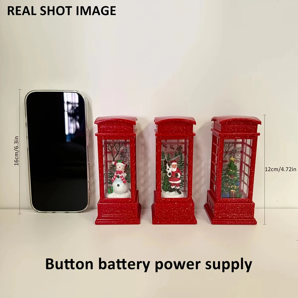 Christmas Phone Booth Lights Santa Claus Snowman Gifts Window Scene Ornament Christmas Party Decortion Xmas Party Home