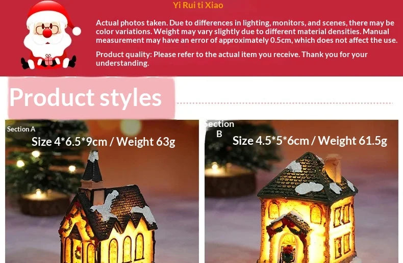 Christmas Led Light House Christmas Tree Ornaments LED Resin Small Village House Xmas Glow Decor Gift Happy New Year Decors DC05