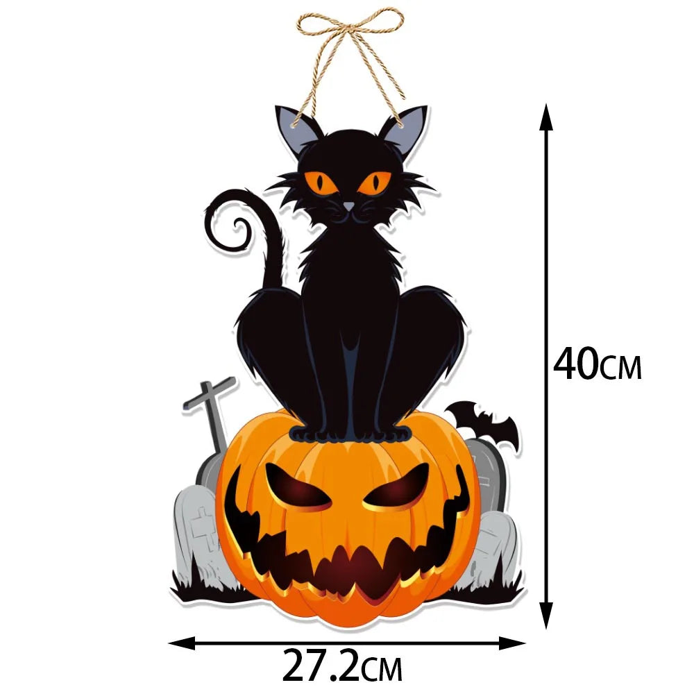 Halloween Paper Hanging Sign Spooky Pumpkin Witch Ghost Front Door Hanger Welcome Sign DIY Halloween Party Decoration 2023