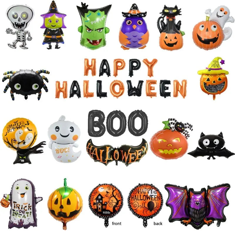 Halloween Pumpkin Ghost Balloons Halloween Decoration Spider Foil Balloon Bat Globos Halloween Party Supplies Inflatable Kid Toy