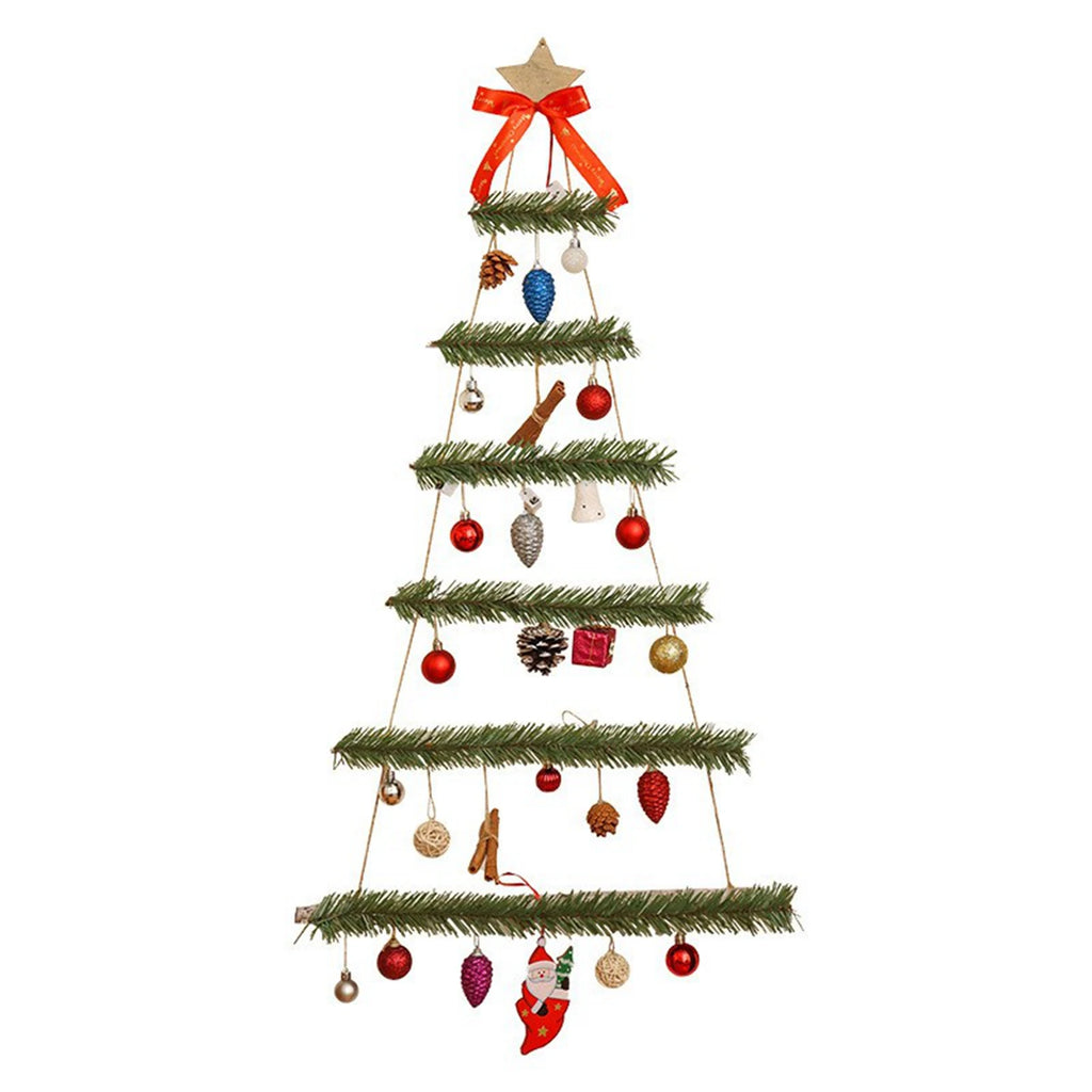 Christmas Tree Wall Decoration Glowing LED Red Bow Snowman Pine Cone Festive Home Indoor Hanging Accessory Set