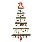Christmas Tree Wall Decoration Glowing LED Red Bow Snowman Pine Cone Festive Home Indoor Hanging Accessory Set