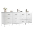 JHK 12 Fabric Cabinet For Living Room Drawers Beside Nightstand Tables Wood Top Entertainment Center Large Fabric TV Consoles for Bedroom Up to 80'' TVs Storage Closet Chest Clothes Display Of Furniture