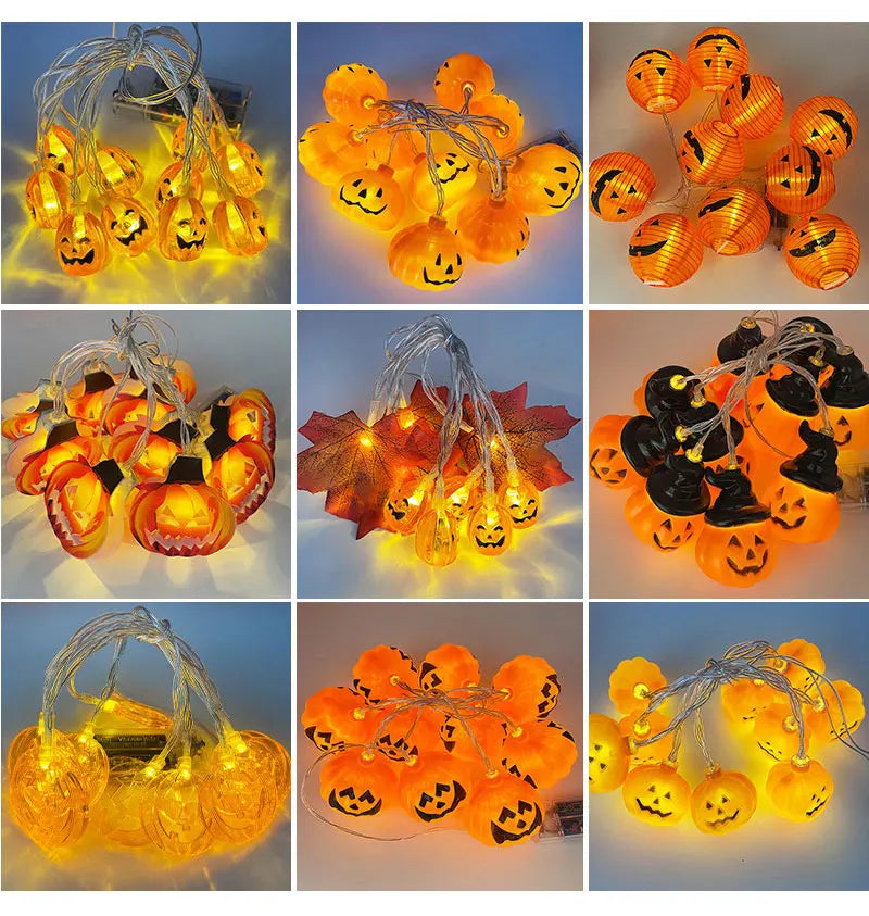 Halloween Led Lights String Twinkle Party Festoon Light Decoration Skull Pumpkin Bat Outdoor Lights Garland Street Portable