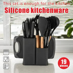 19-in-1 Kitchen Knife & Silicone Utensil Combo Set, Heat Resistant Cooking Tools with Detachable Storage Organizer