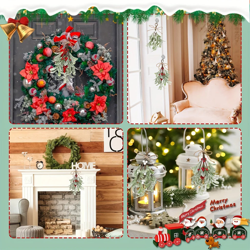 Frost Mistletoe Decorations Versatile Artificial Christmas Ornaments for Trees Fireplaces Holiday Home Wedding Party Decoration