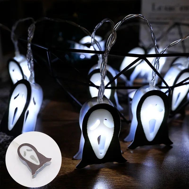 Halloween Led Lights String Twinkle Party Festoon Light Decoration Skull Pumpkin Bat Outdoor Lights Garland Street Portable