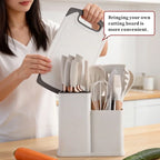 19-in-1 Kitchen Knife & Silicone Utensil Combo Set, Heat Resistant Cooking Tools with Detachable Storage Organizer