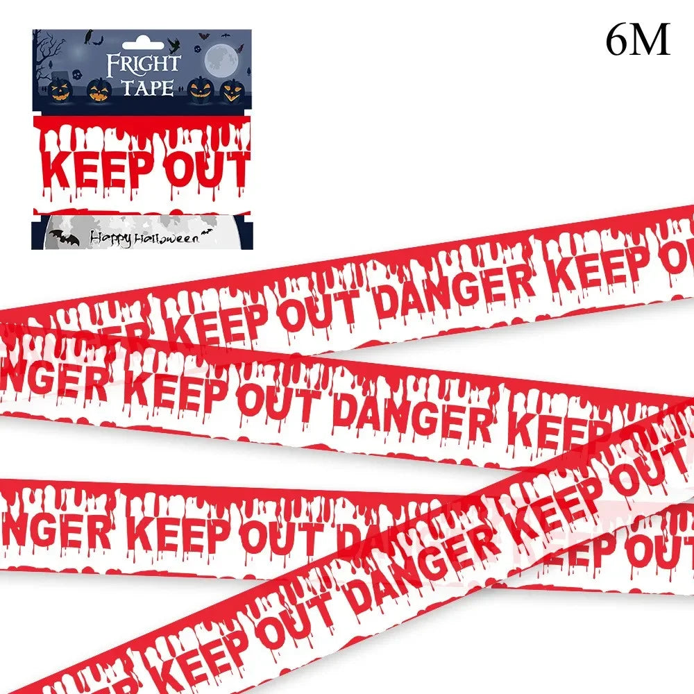 Halloween Party Decoration Warning Tape Scary Caution Tape Roll Hazard Warning Tape Indoor Outdoor Spooky DIY Prop Decorations