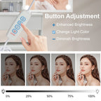 LED Vanity Table with Sliding Mirror, White Makeup Desk 4 Drawers Stool, Dressing Table for Women, Glam Furniture