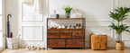 JHK Fireplace TV Stand Dresser For Bedroom With 5 Fabric Drawers Storage Closet Chest Clothes Storage Display Cabinet Furniture