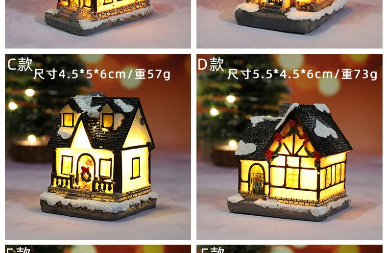 Christmas Led Light House Christmas Tree Ornaments LED Resin Small Village House Xmas Glow Decor Gift Happy New Year Decors DC05