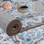 Area Rugs for Living Room, Machine Washable Vintage Rug, Non-Slip Low Pile Throw Rugs with Rubber Backing Washable Carpet