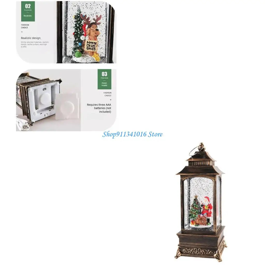 Christmas Decorative Snow Lanterns with LED Light Automatic Snowfall Effect Battery Operated Holiday Homes Decors