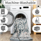 Area Rugs for Living Room, Machine Washable Vintage Rug, Non-Slip Low Pile Throw Rugs with Rubber Backing Washable Carpet