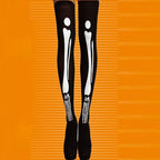 Halloween April Fools Day Theme Party Role Playing Horror Skull Print Long Tube Tight Stockings Costume Women Festival