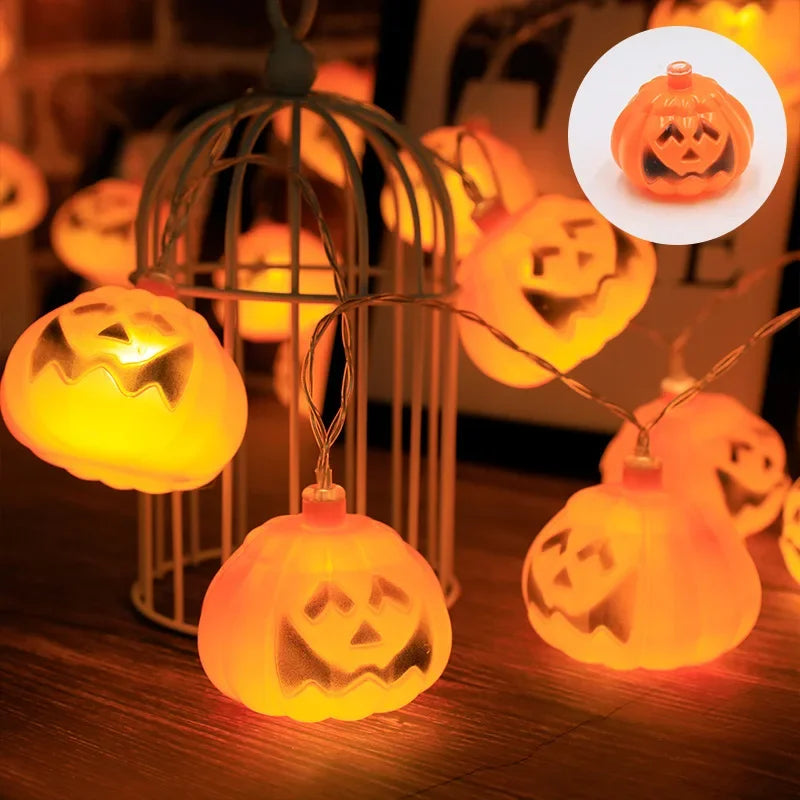 Halloween Led Lights String Twinkle Party Festoon Light Decoration Skull Pumpkin Bat Outdoor Lights Garland Street Portable