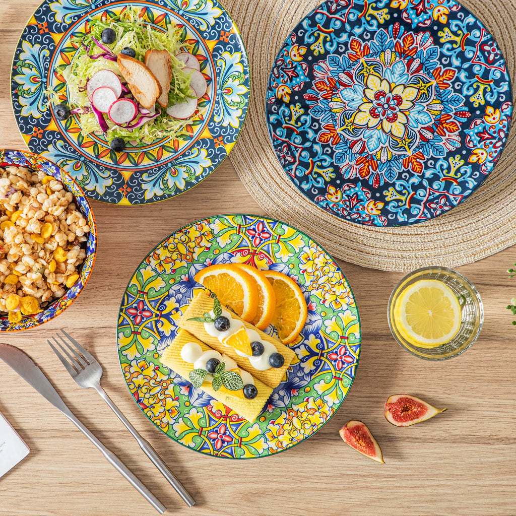 Vancasso 12/16/18/24 Piece Ceramic Dinnerware Set Stoneware Bohemian Style with Dinner/Dessert Plate/Cereal/Pasta Bowl For 6