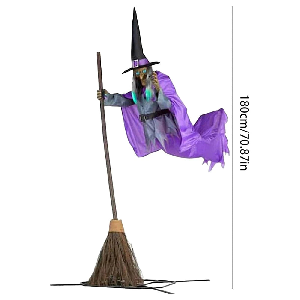 Halloween Decoration Flying Witch with Scary Sounds & Lights Large Hanging Luminous Soundmaking Bar House Horror Decoration