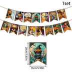 Halloween Paper Hanging Sign Spooky Pumpkin Witch Ghost Front Door Hanger Welcome Sign DIY Halloween Party Decoration 2023