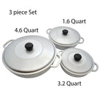 Imusa 3Pieces Colombian Cast Aluminum Caldero or Dutch Oven Set with Lid