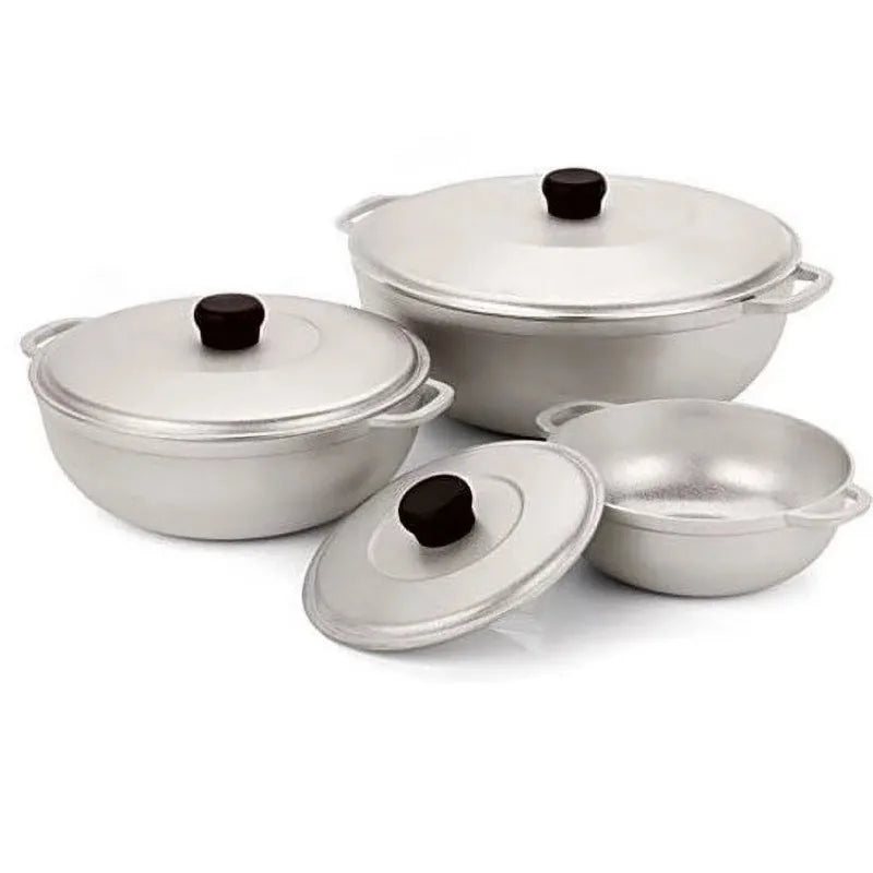 Imusa 3Pieces Colombian Cast Aluminum Caldero or Dutch Oven Set with Lid