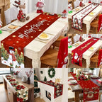New New Year Christmas Table Runner Snowman Santa Claus Christmas Tablecloth Navidad Gift Elk Table Decor Christmas Party