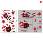 【H】Halloween Stickers Horror Blood Hand Print Door Stickers Window Bathroom Shadow Glass Female Ghost Wall Decal Halloween Decor