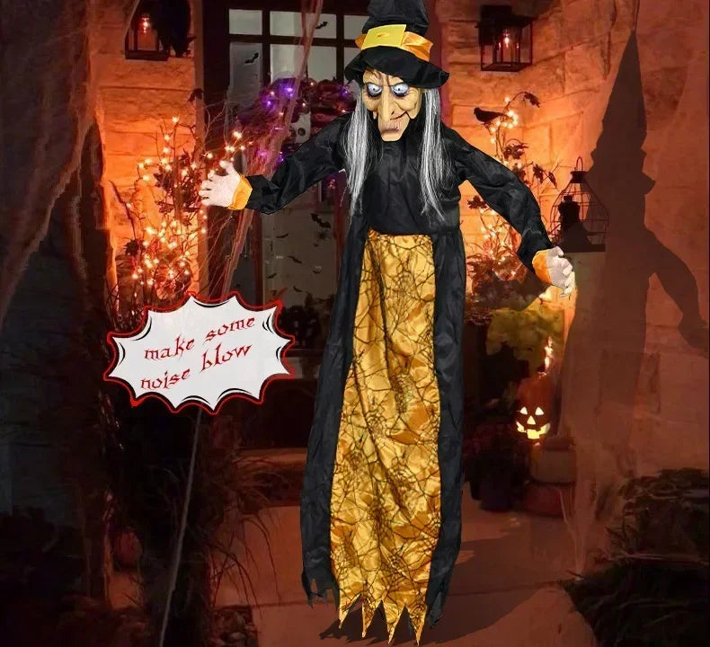 Halloween Witch Ghost Decor Horror Pendant Glowing Prank Props Electric Toys Haunted House Bar Club Home Festival Decoration