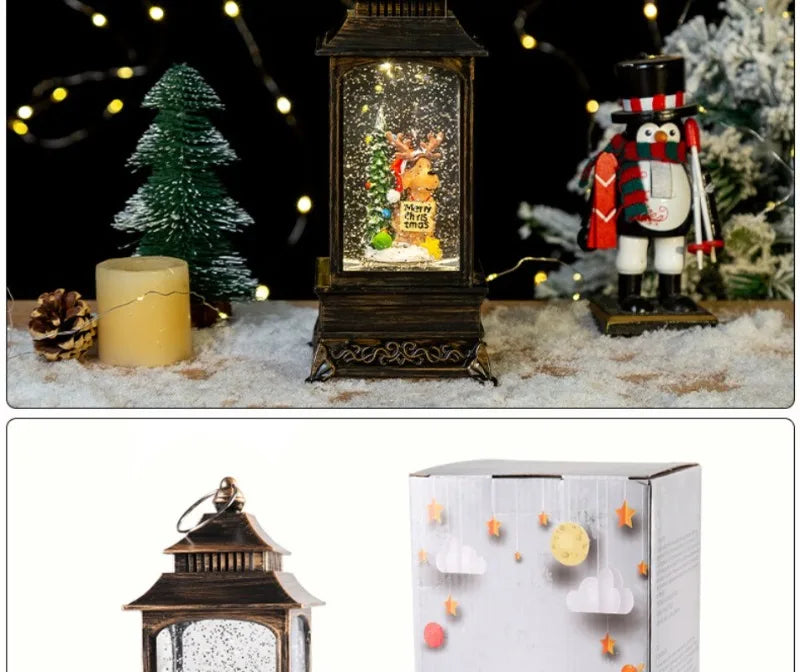 LED Christmas Lanterns Crystal Balls Music Boxes Snowflakes Snowfall Lanterns Christmas and New Year Gifts Hanging Ornaments