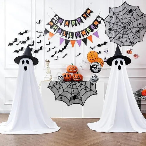 Halloween Ghost Hanging with String Lights Spooky Ghost Lighted Spooky for Home Indoor Garden Yard Lawn Party Prop Decorat
