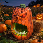 Halloween Horror Skull Face Pumpkin Candy Storage Box Voice-activated Glowing Pumpkin Ornaments Holiday Decorations  Birthday