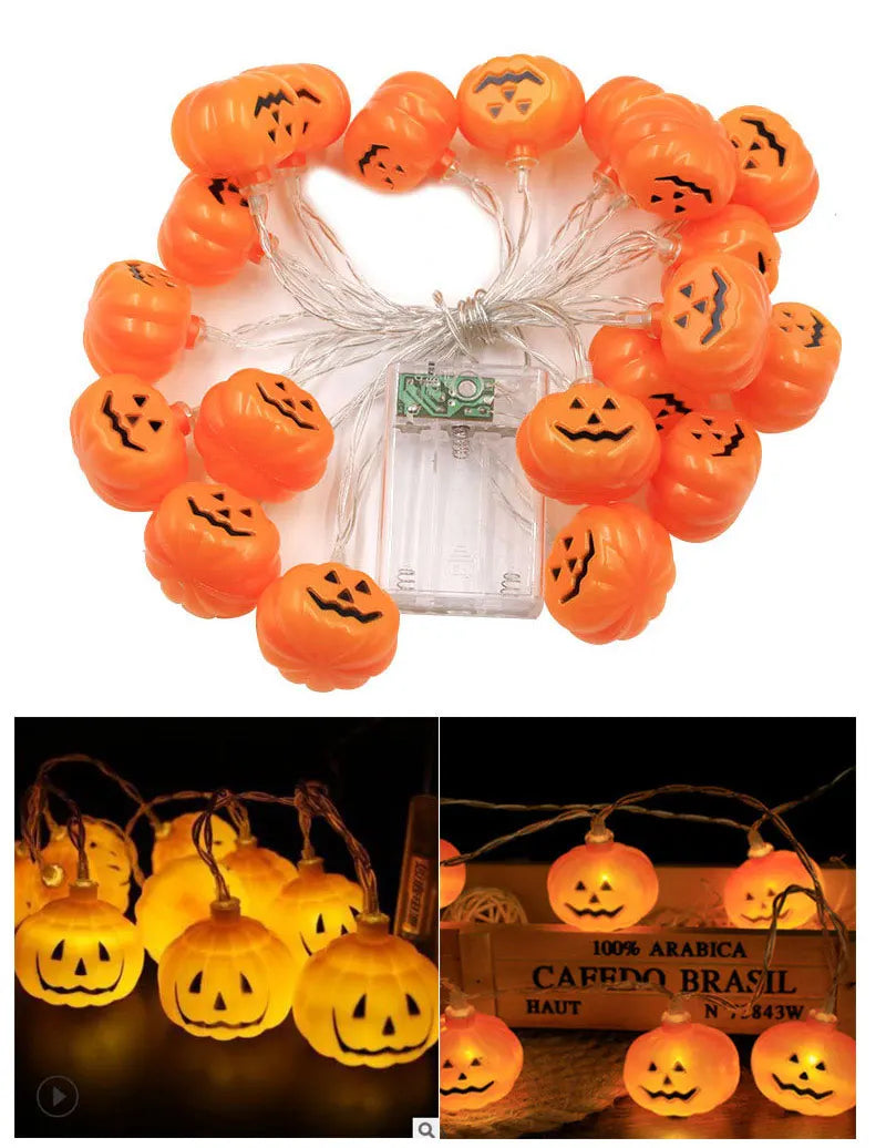 Halloween Led Lights String Twinkle Party Festoon Light Decoration Skull Pumpkin Bat Outdoor Lights Garland Street Portable