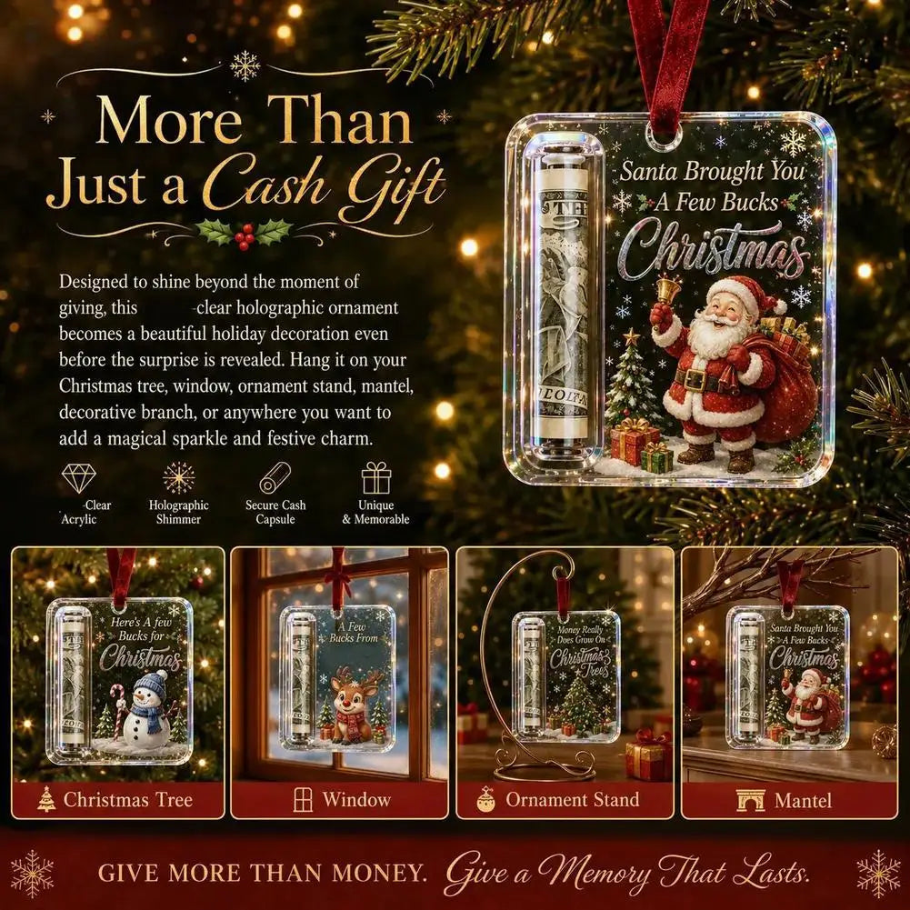 Christmas Cartoon Snowman Elk Santa Claus Acrylic Money Holder Merry Christmas Tree Hanging Ornaments Xmas Tree Pendant Gifts