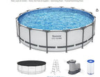 Steel Pro MAX  Above Ground Pool, Round Metal Frame Outdoor Swimming Pool Set with Filter Pump, Ladder, and, Custom