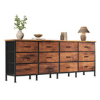 JHK 12 Fabric Cabinet For Living Room Drawers Beside Nightstand Tables Wood Top Entertainment Center Large Fabric TV Consoles for Bedroom Up to 80'' TVs Storage Closet Chest Clothes Display Of Furniture
