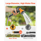 Metal Garden Hose 50 ft, Rust Proof Stainless Steel Water Hose, Heavy Duty Backyard Hose with 10 Function Nozzle, No-Kink & Flexible Water Pipe, Lightweight Metal Hose for Yard, Outdoor