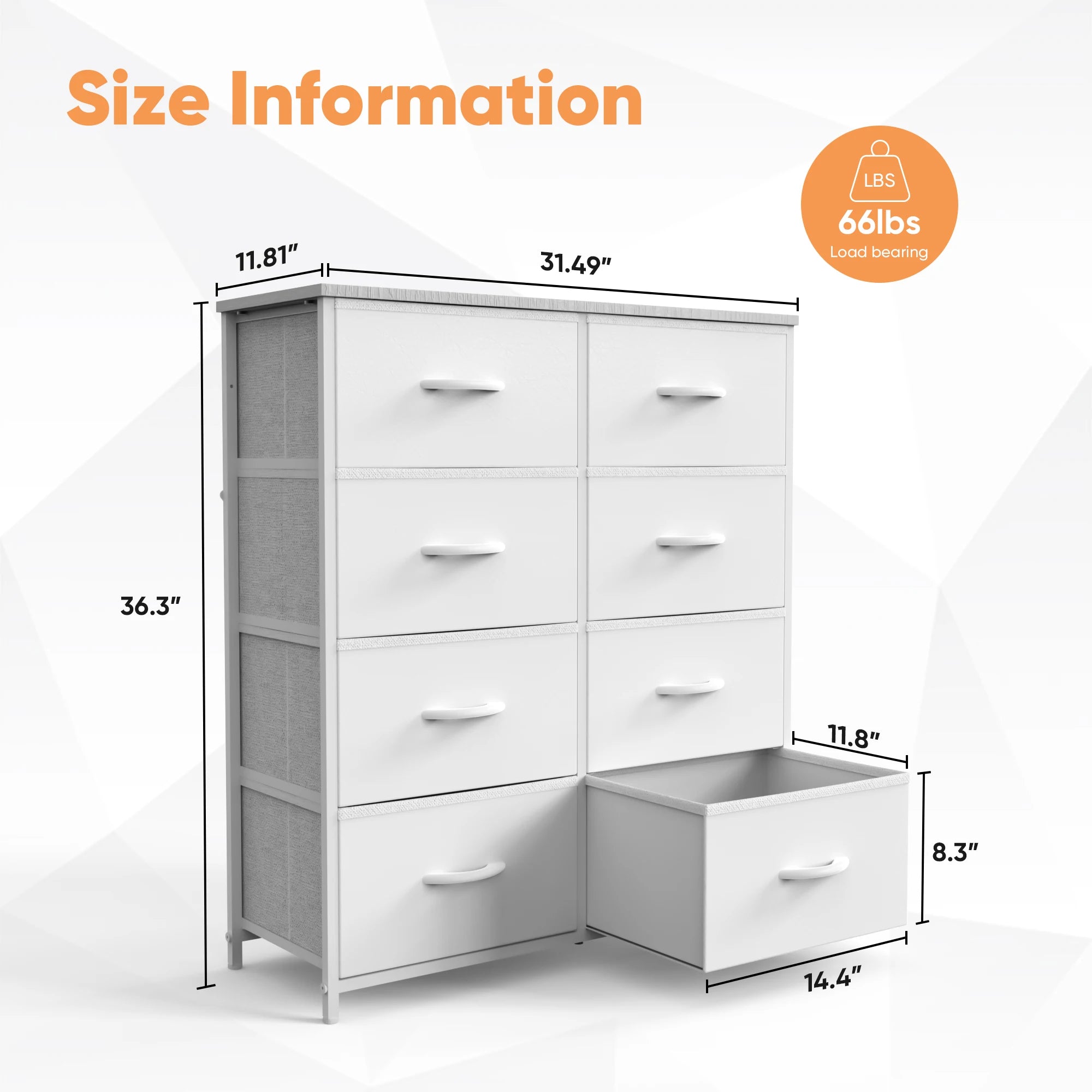 JHK Dresser Children's Wardrobe For Bedroom With 8 Fabric Drawers Storage Cabinet Steel Frame Assembly Closet For Home Furniture