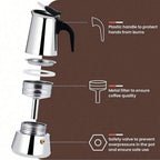 12Cup Coffee Maker Stainless Steel Espresso Maker 600ML Moka Pot Espresso Maker For Home Kitchen Camping Coffee Pot