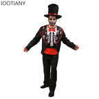 Halloween Adult Mexican Dead Day Horror Zombie Skull Flower Ghost Stage Role Playing Costume Party Masquerade Dress Up