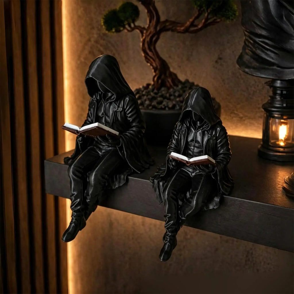 Halloween  Aesthetic Spooky Statue Figurine Bookshelf Decor Goth Fantasy Art Mystery Man Decor for Table Centerpiece Shelf