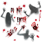 【H】Halloween Stickers Horror Blood Hand Print Door Stickers Window Bathroom Shadow Glass Female Ghost Wall Decal Halloween Decor