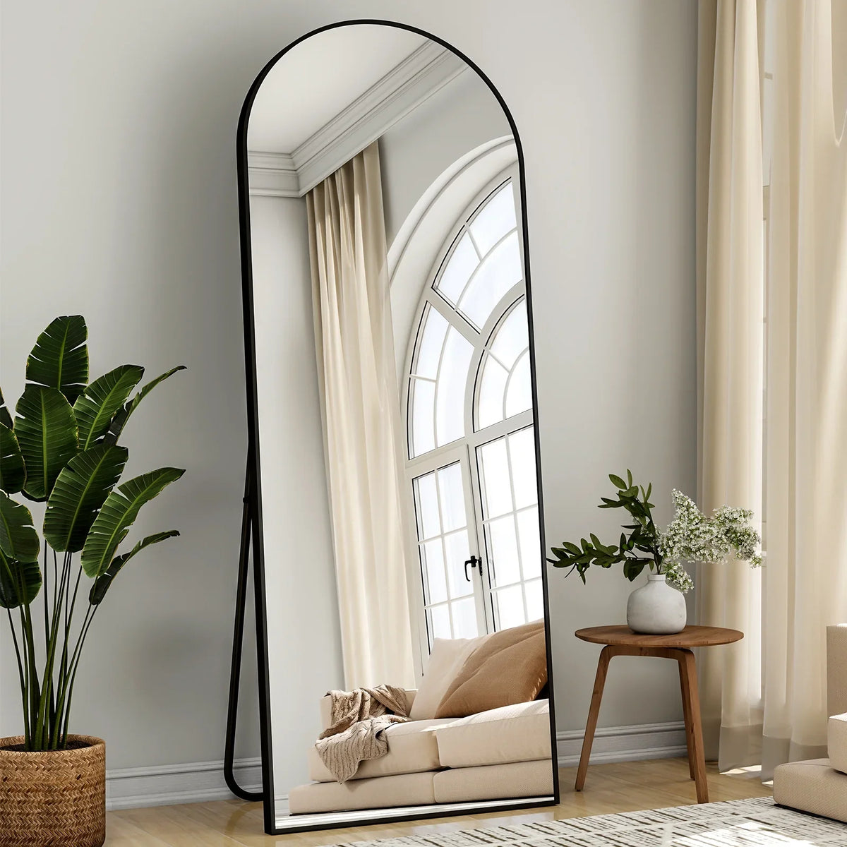 59x16 64x21 71x26 Black Arched Full-Length Mirror Free Standing Full Body Floor Mirror for Home Decor And Styling