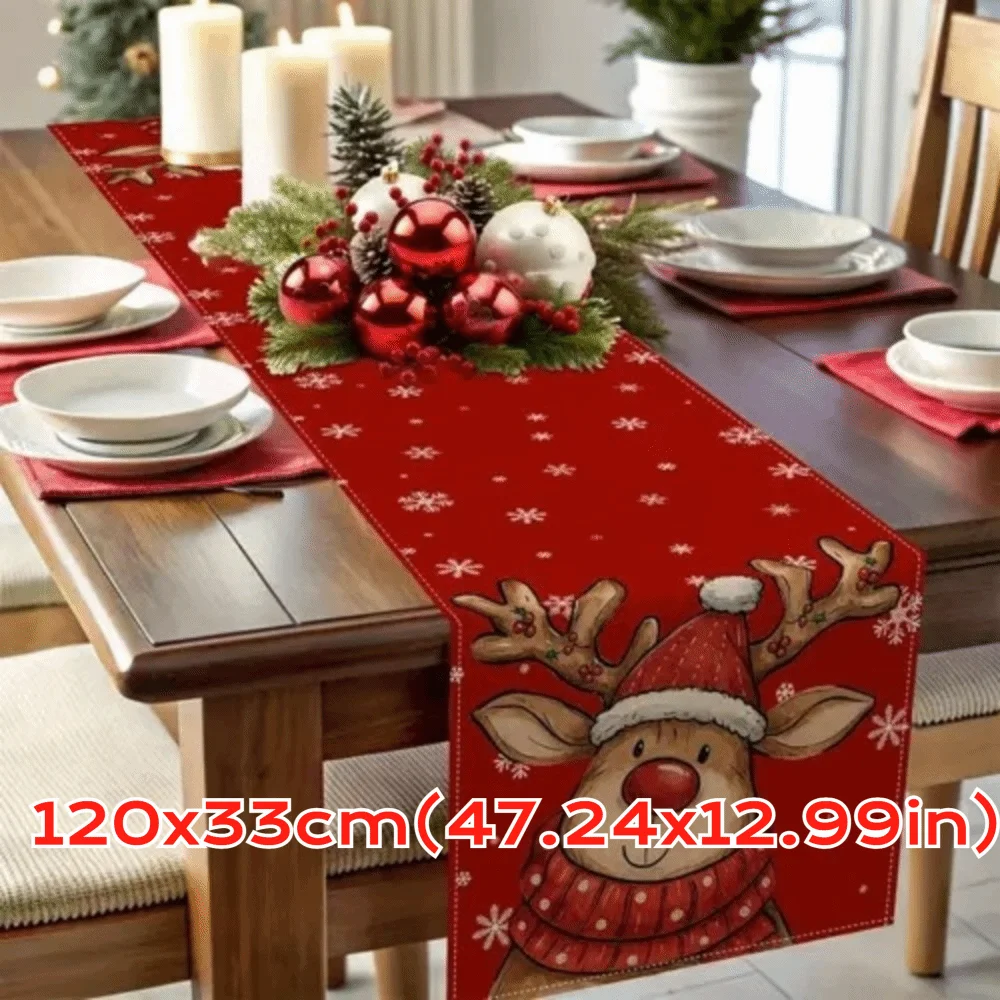 New New Year Christmas Table Runner Snowman Santa Claus Christmas Tablecloth Navidad Gift Elk Table Decor Christmas Party