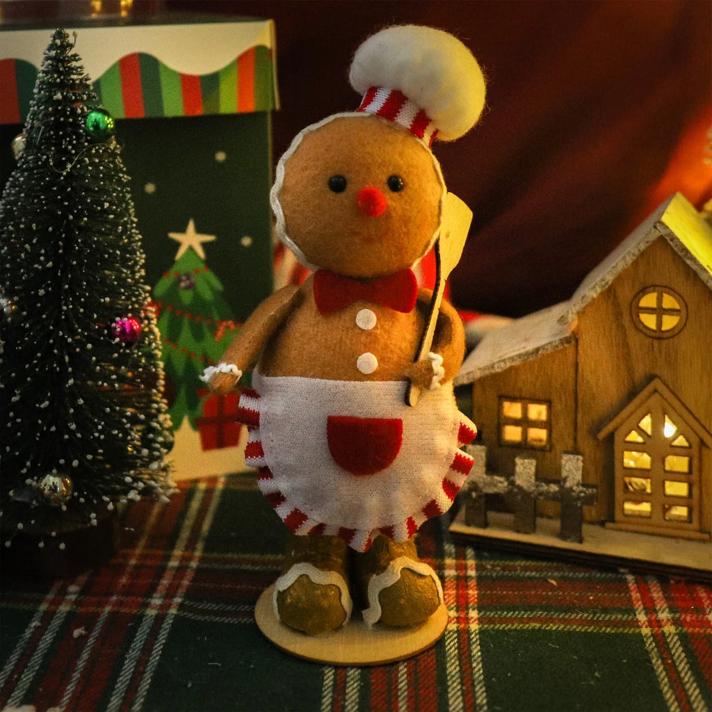 Christmas Chef Gingerbread Man Desktop Ornament for New Year Party Home Supply Decor Holiday Xmas Gift Decoration