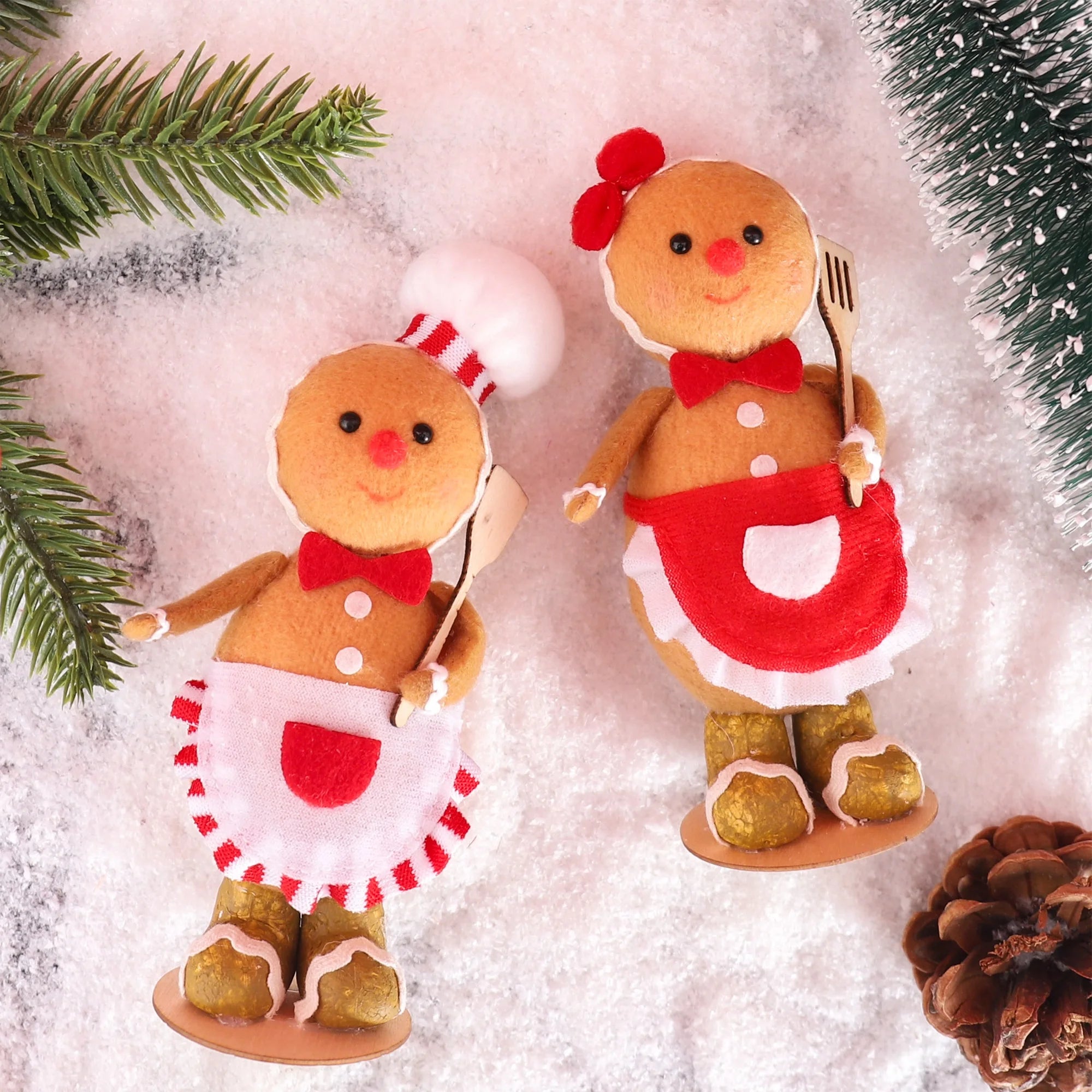 Christmas Chef Gingerbread Man Desktop Ornament for New Year Party Home Supply Decor Holiday Xmas Gift Decoration