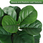 4FT/5FT/6FT/7FT Fiddle Leaf Fig Tree Artificial with Leaves, Realistic Faux Ficus Lyrata Trees in White Planter Pot, Home Decor