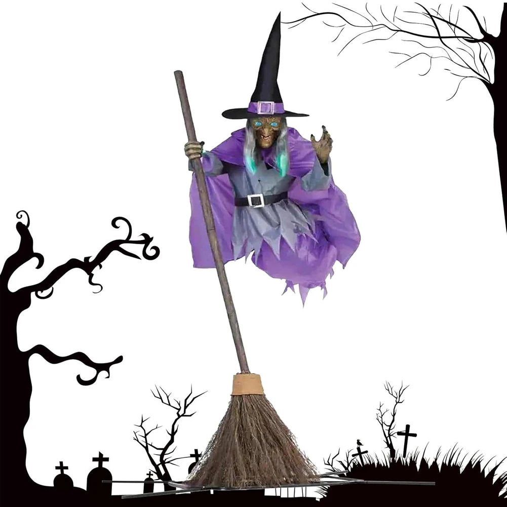 Halloween Decoration Flying Witch with Scary Sounds & Lights Large Hanging Luminous Soundmaking Bar House Horror Decoration