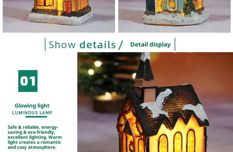 Christmas Led Light House Christmas Tree Ornaments LED Resin Small Village House Xmas Glow Decor Gift Happy New Year Decors DC05